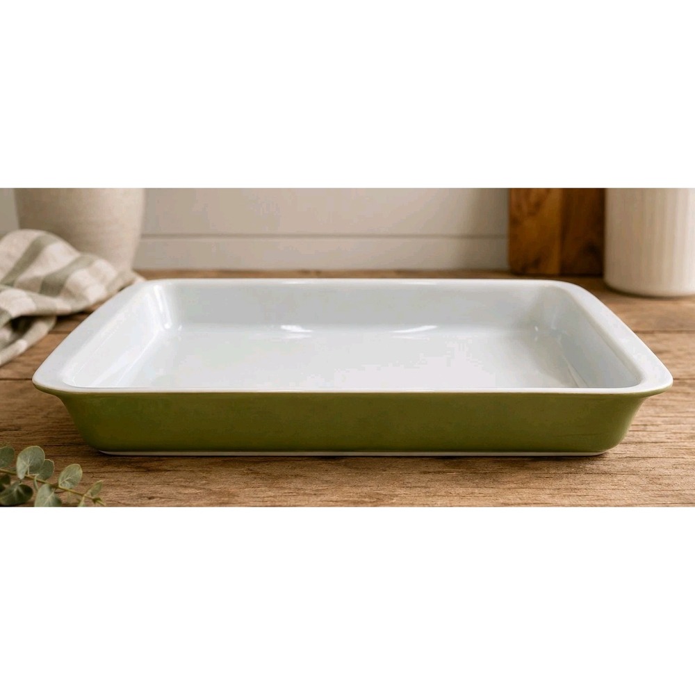 Vintage Pyrex 933 Avocado Green Verde Bakeware Lasagna Pan Casserole Dish